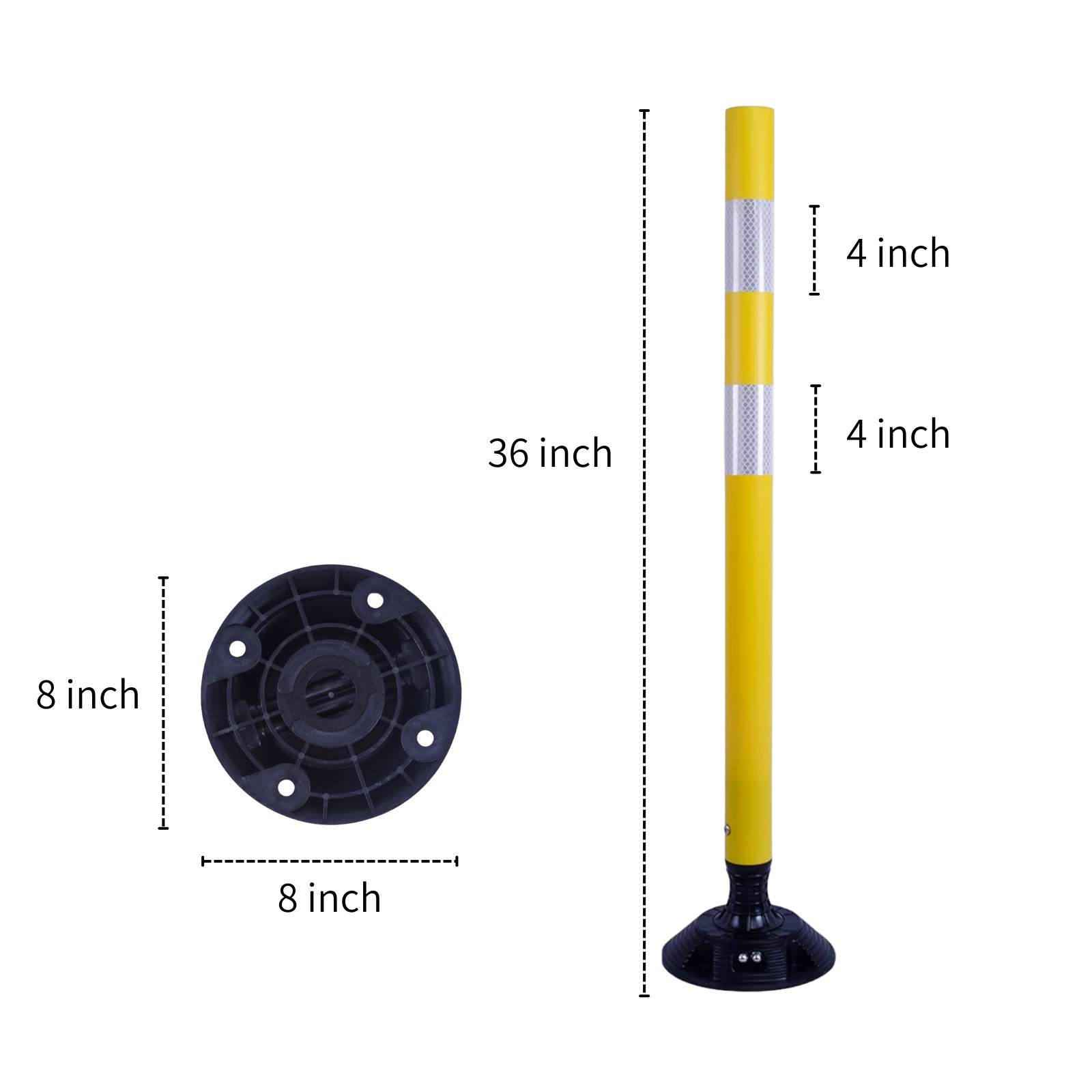 8Pack 36inch Yellow Traffic Delineator Posts High Visibility Reflective Safety