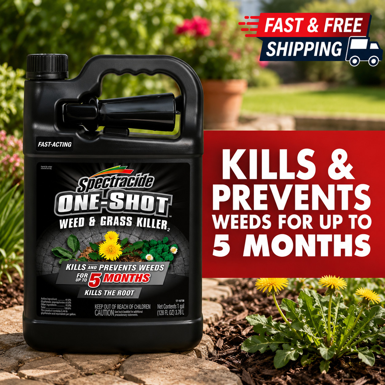 Spectracide One Shot Weed & Grass Killer Ready-to-Use Spray, 1 Gallon