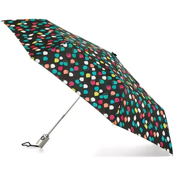 Totes NeverWet technology, Auto Open Auto Close, Black Rain Drops 43" arc  NEW