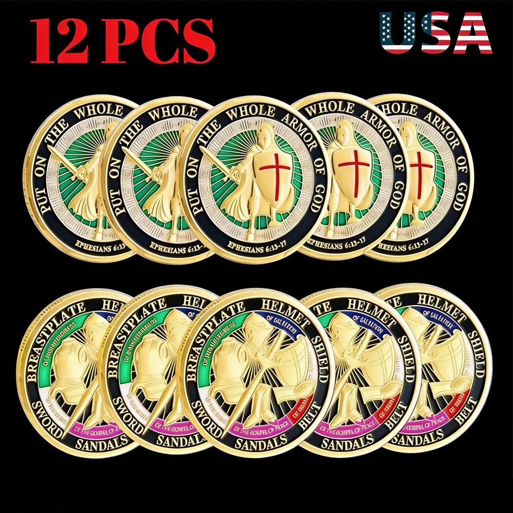 12x Put on the Whole Armor of God Commemorative Challenge Coins Collection Gifts