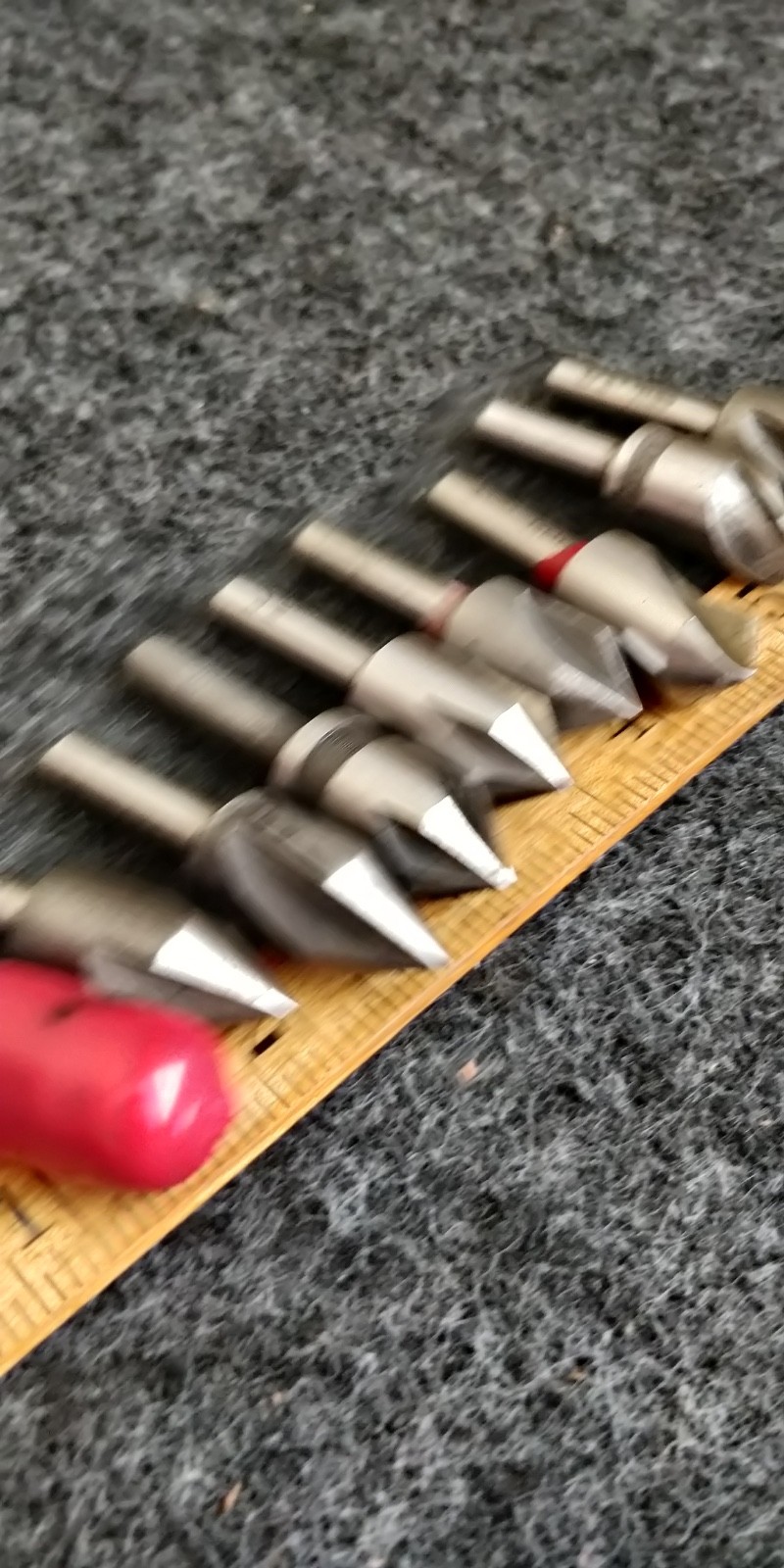 SET of 9 ~ 1/2" countersinks in assorted angles and flutes