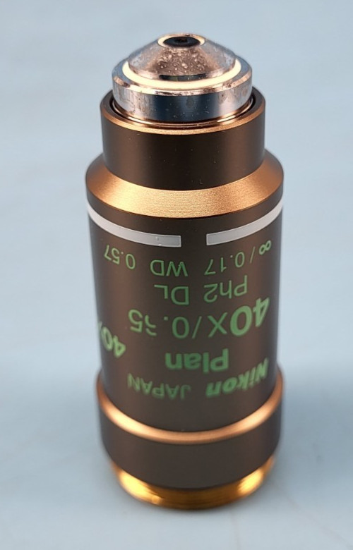 Nikon, Plan 40x 40x/0.65 Ph2 DL ∞/0.17 WD 0.57 Microscope Objective.