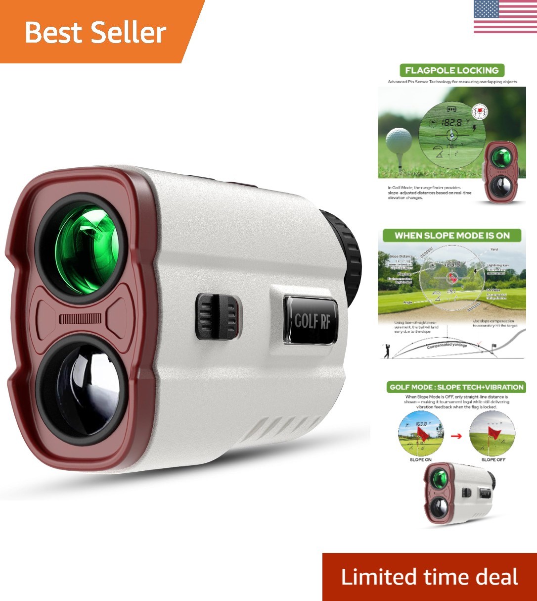 Complete 1200 Yard Golf Rangefinder Set with Case - Slope Mode and Accessories