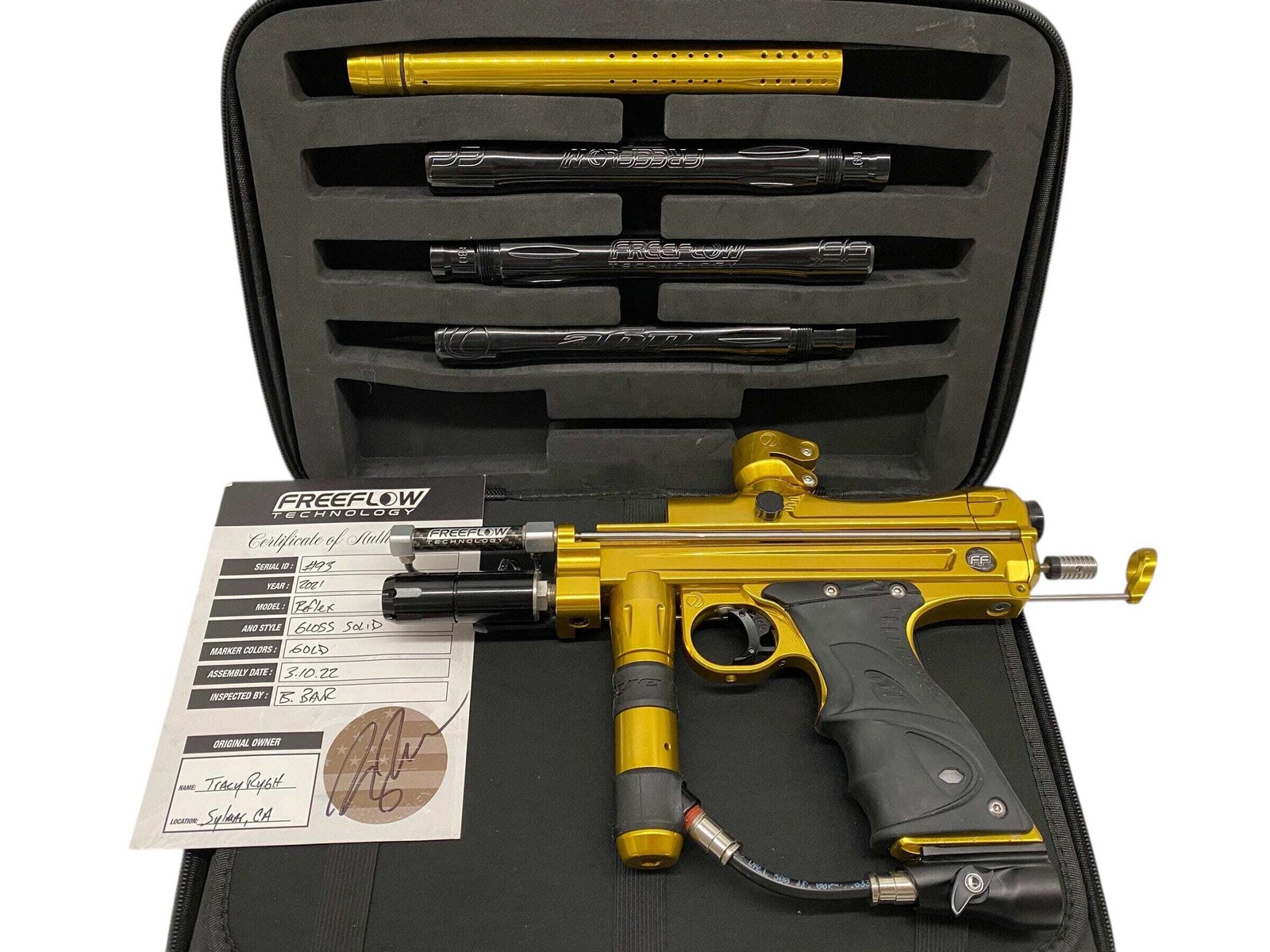 Dye Freeflow Reflex Autococker Paintball Gun Gold