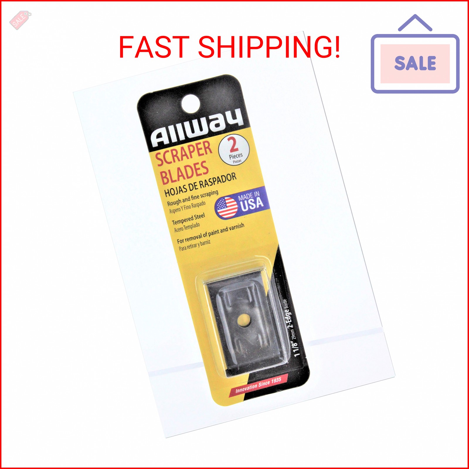1" Allway Tools 1B B-Series 2-Edge Wood Scraper Replacement Blade