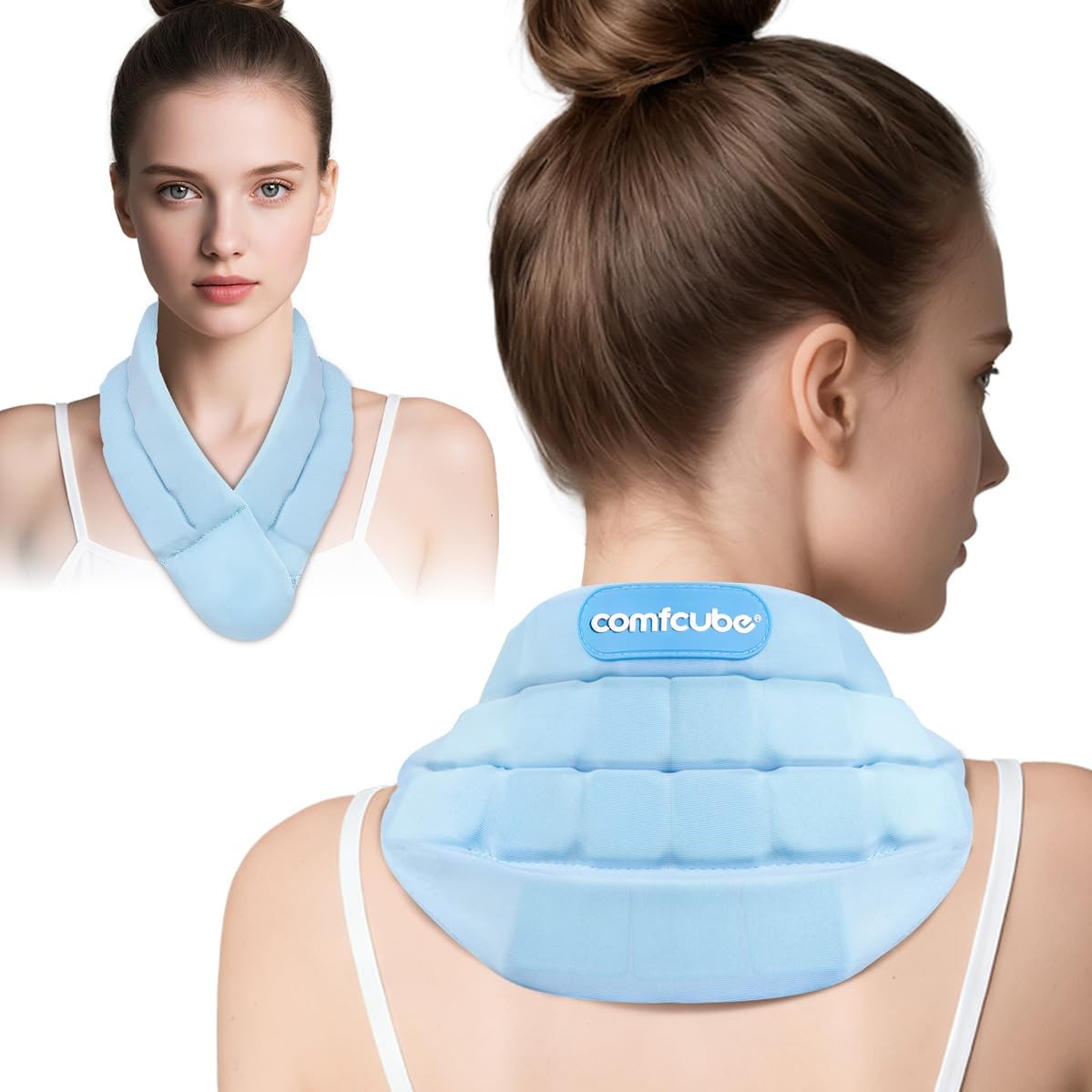 Comfcube Neck Ice Pack Wrap for Cervical Pain and One Size Fits Most, Blue
