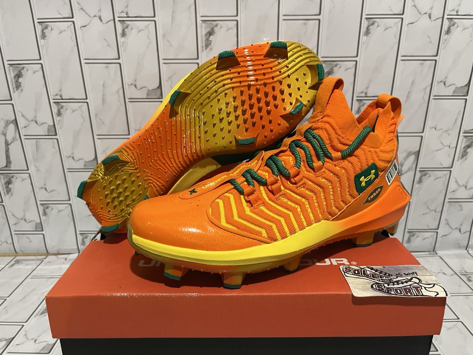 New UA Bryce Harper 9 Pro Juice Baseball Cleats Shoes Orange Mens 3028410-800