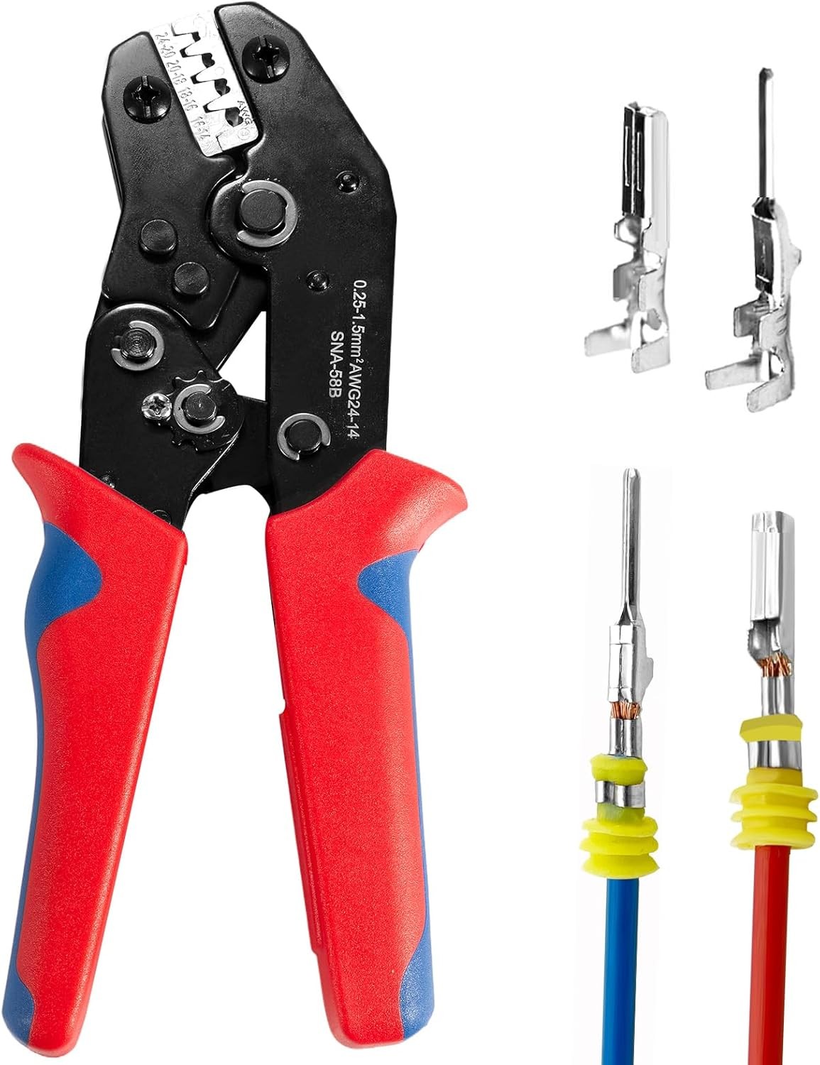 Wire Crimping Tool with Ratchet, Ratchet Wire Crimper Tool for Open Barrel Termi