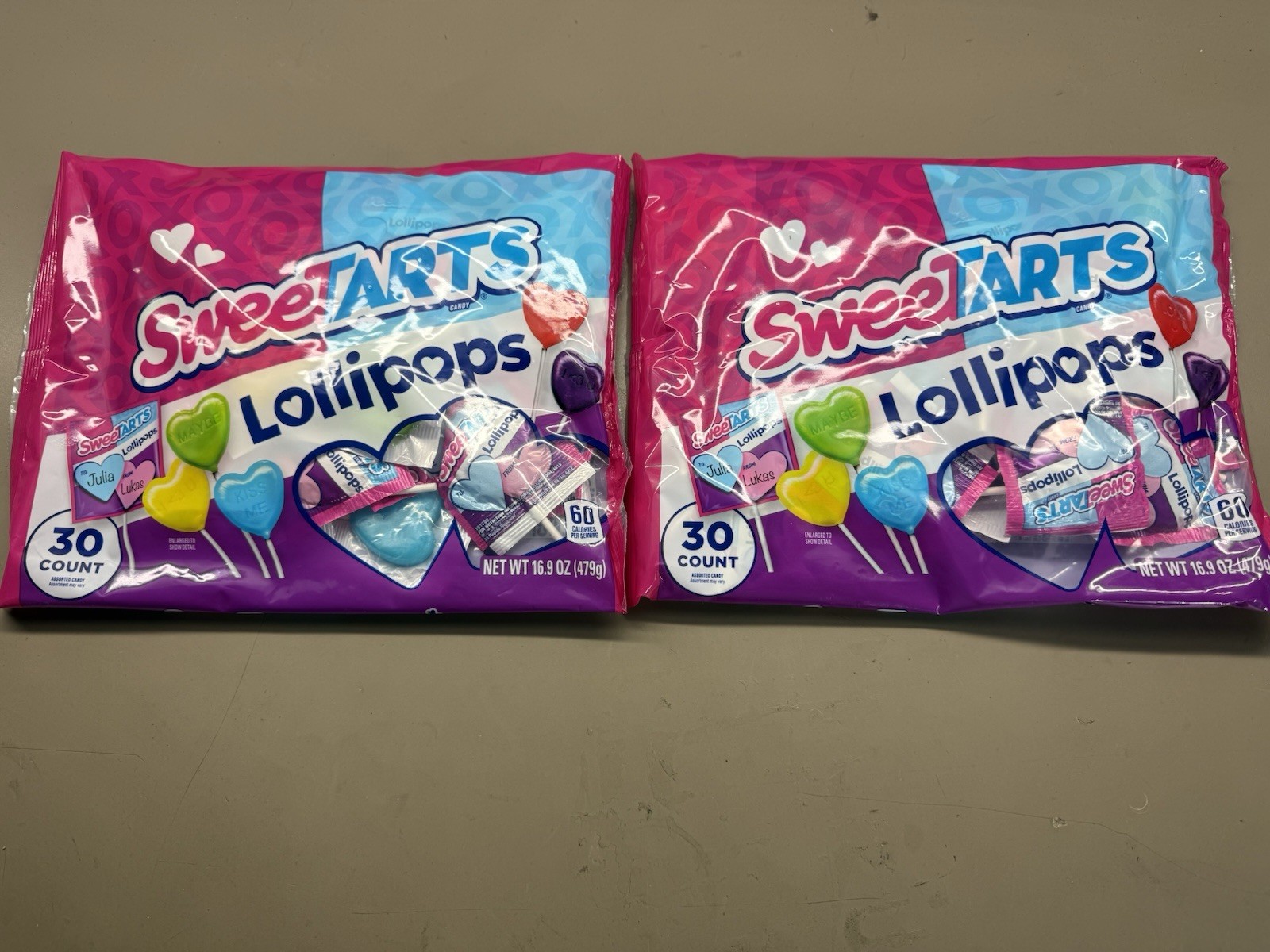 New 2X SWEETARTS Lollipops Grape Apple Cherry Lemon Blue Punch 30 Count 16.9 Oz