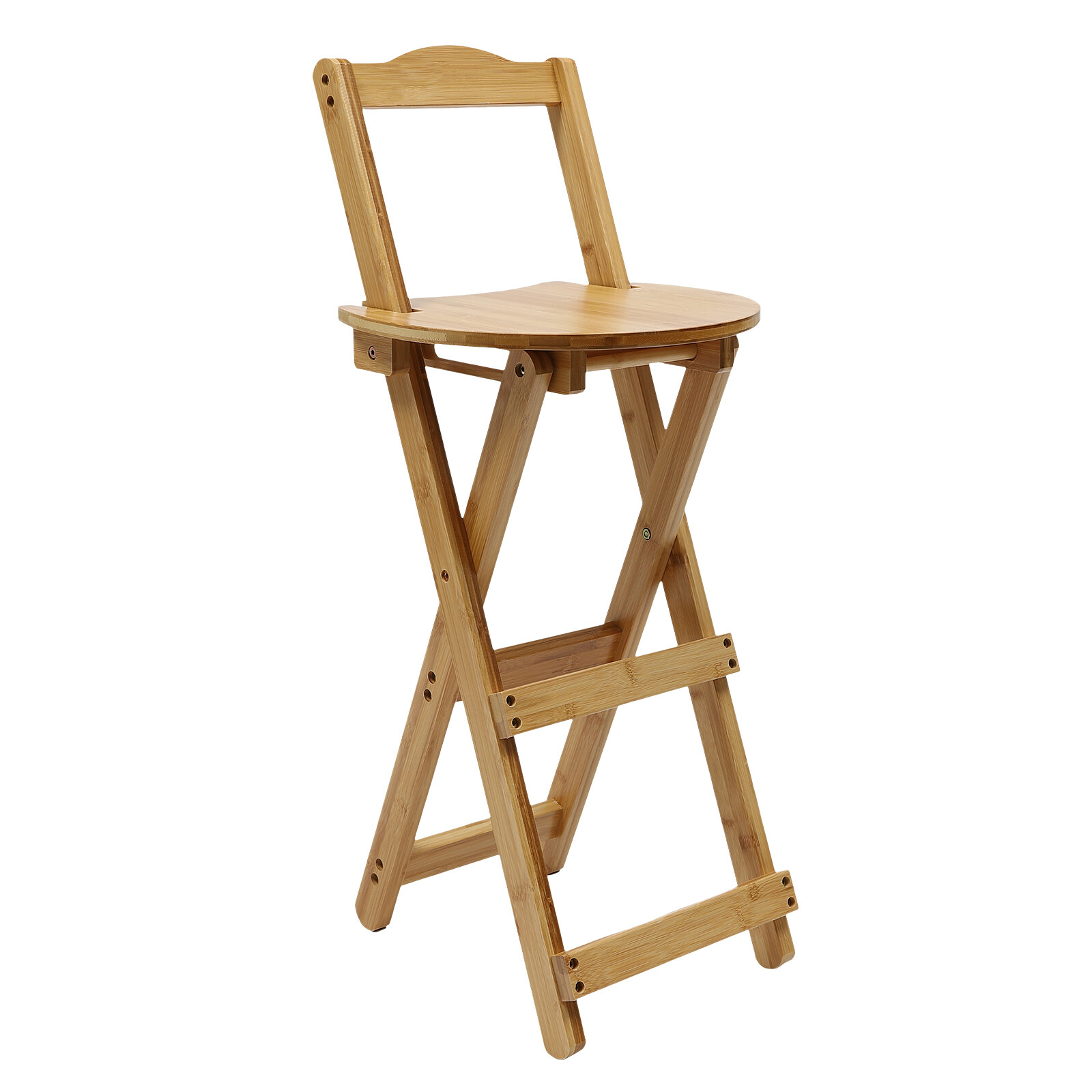 Portable Folding Bamboo Stool Tall Chair Foldable Bar Stool Porch Kitchen Chair