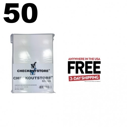 50 Crystal Clear Silver Age Thick Comic Book Bags /w Backing Boards **1-3 DAYS