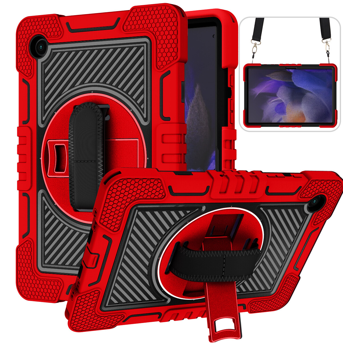 For Samsung Galaxy Tab S10 FE+/S9 FE/Tab A Heavy Duty Shockproof Case with Strap