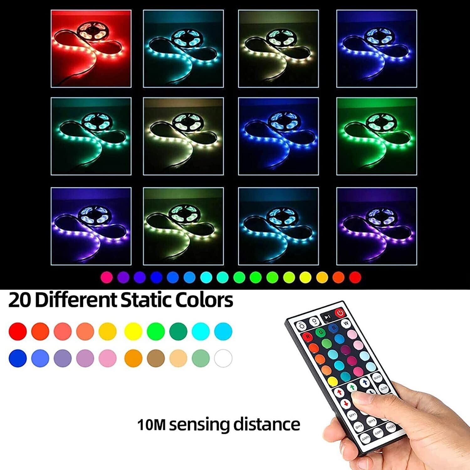 32ft LED Strip Lights Remote Control Bedroom for Indoor Use