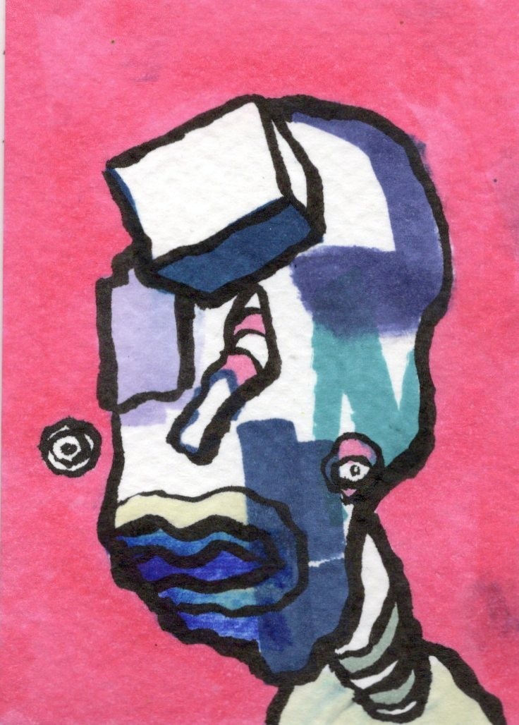 ACEO Original Art - Realigned- expressionism art card by Kiefer Moore