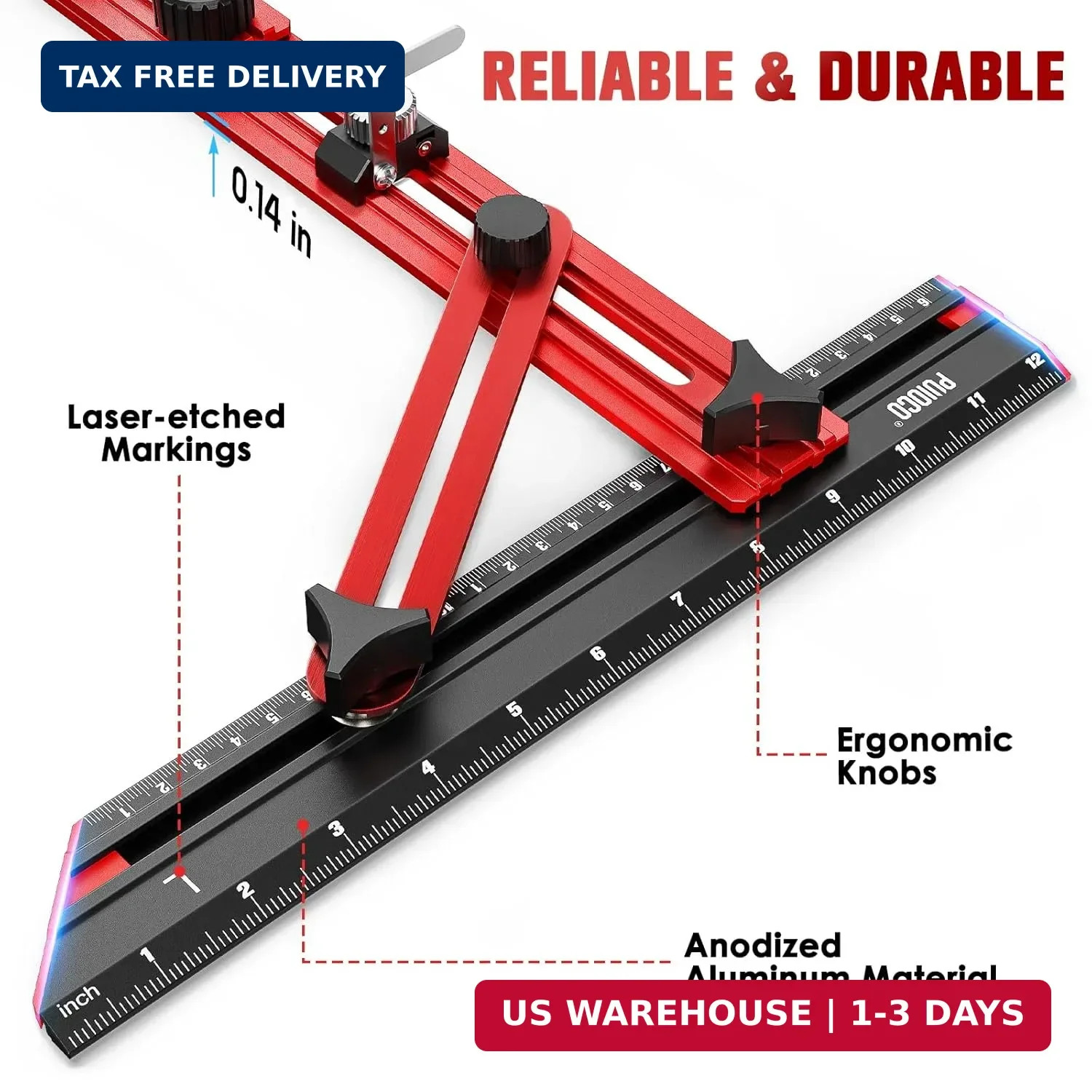 Stair Tread Template Tool, Stair Measuring Tool with Triangular Structure Brace