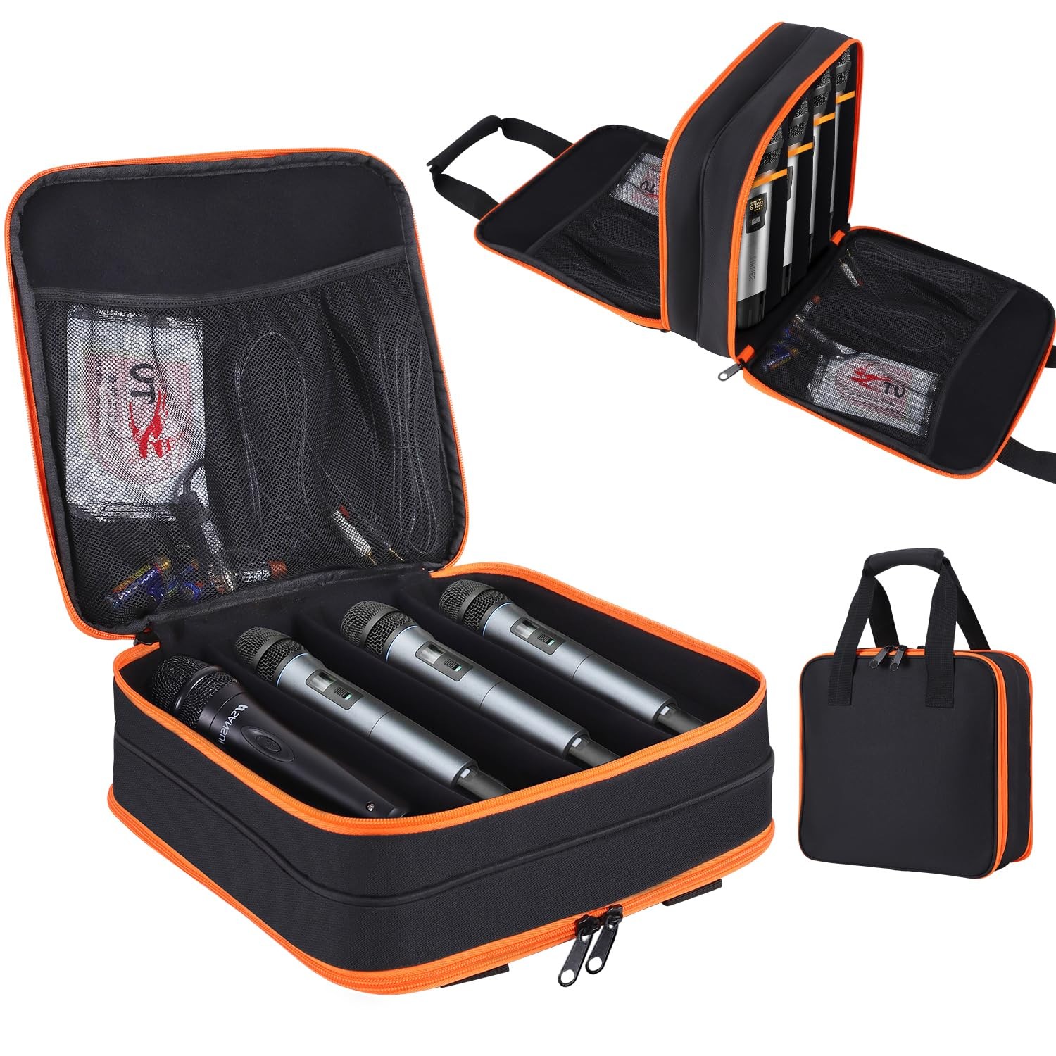 TEFGTER Microphone Case,Wireless Bag,Portable Medium, Black