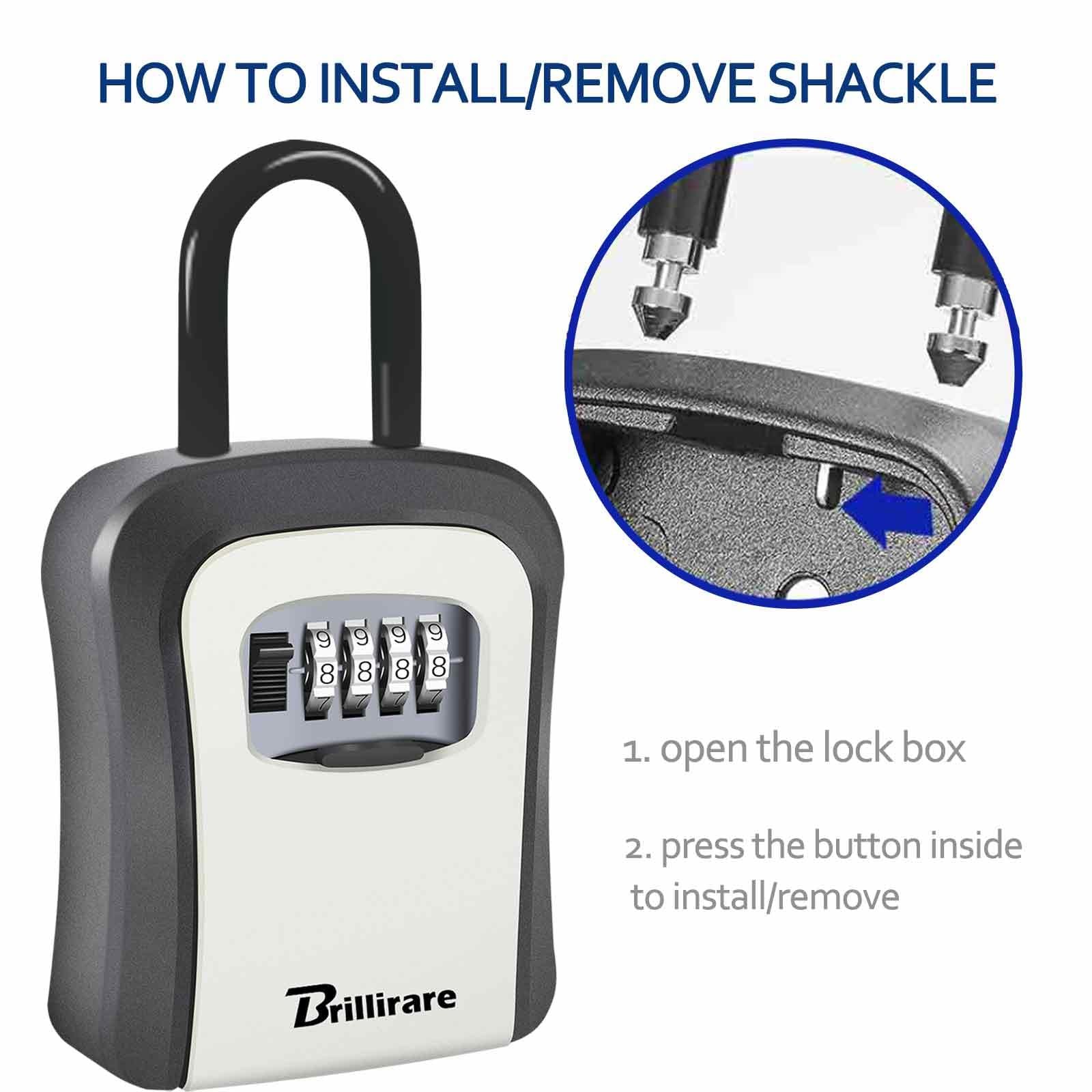 2 Pack Key Lock Box, Waterproof 4 Digits Combination Lockbox with Removable S...