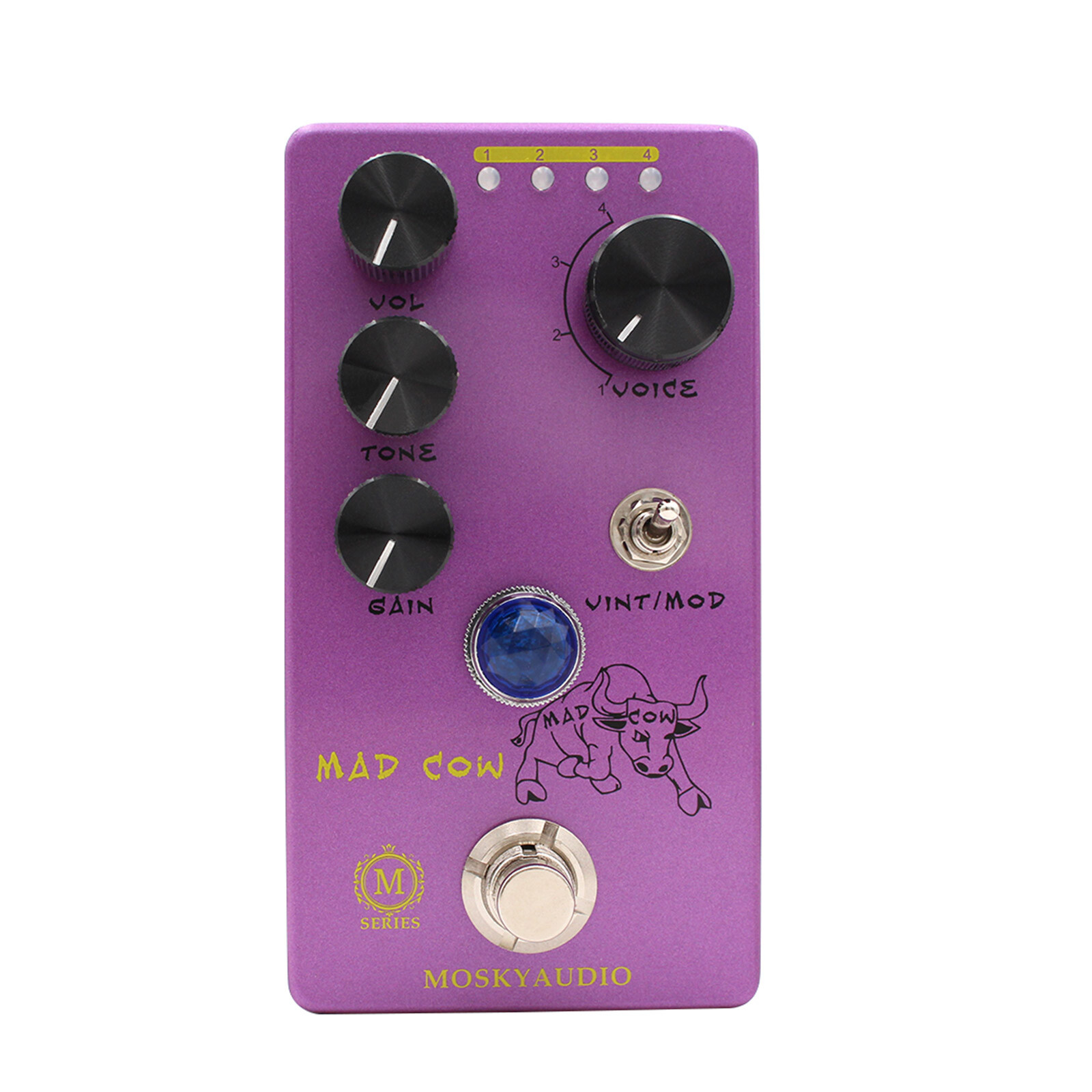MOSKYaudio Distortion Guitar Effect Pedal 4 Mode True Bypass, Tube Amplifier