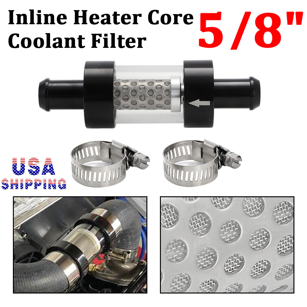 For 5/8" Hose Inline Heater Core Coolant Filter Inspection System Rebuild Kit US