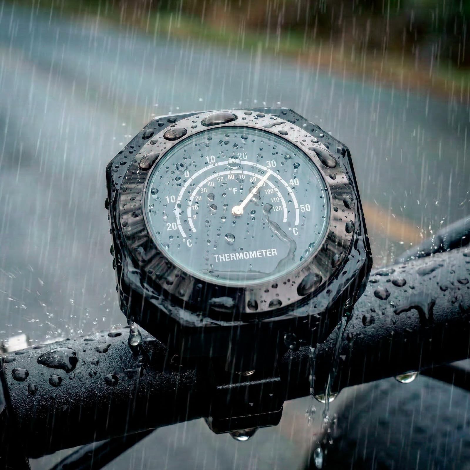 Motorcycle Handlebar Thermometer, Waterproof, Luminous, Alloy, Temperature Indicator...