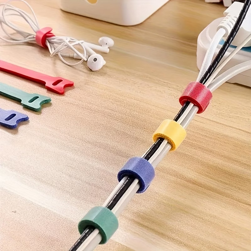 50 Pcs Reusable Cable Ties, Multipurpose Nylon Hook & Loop Straps, Cord Organ