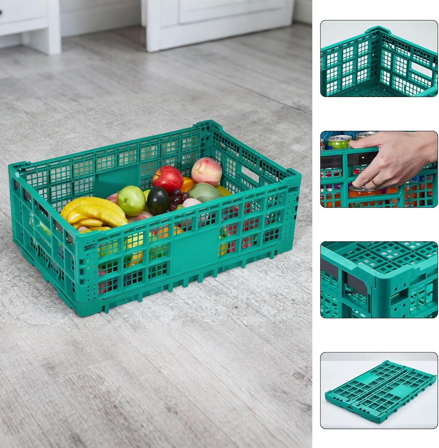 GRAVEE Plastic Folding Storage Crate 52 Litre Stackable Collapsible Foldable