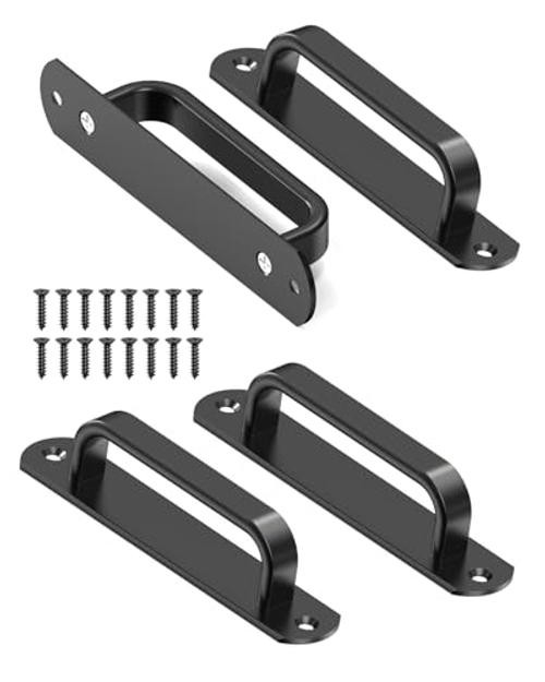 5.7 Inch Sliding Barn Door Handle - Aluminum Hardware Cabinet Pull 4 Black