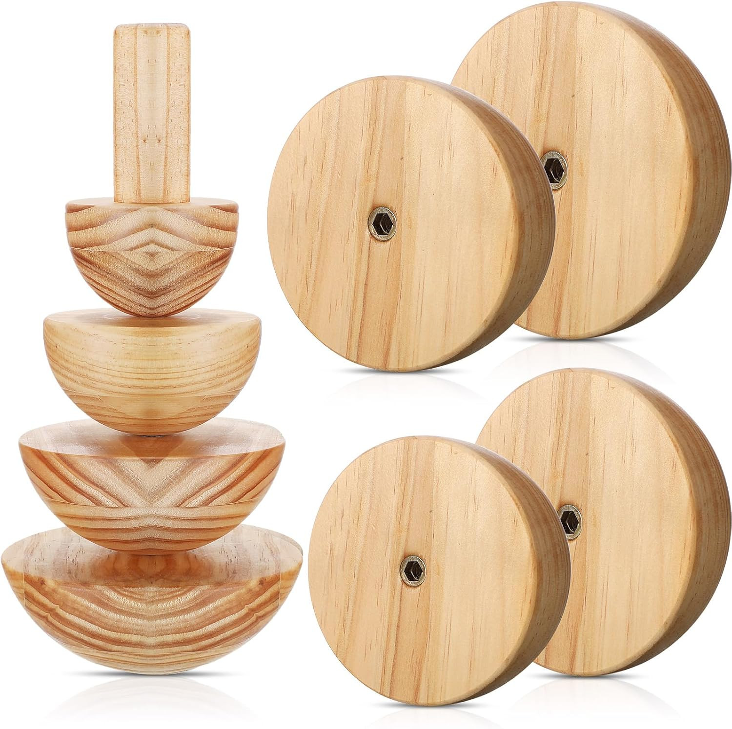 4 Pack Pottery Molds Plaster Molds Wood Pottery Tools with Handle for Ceramic
