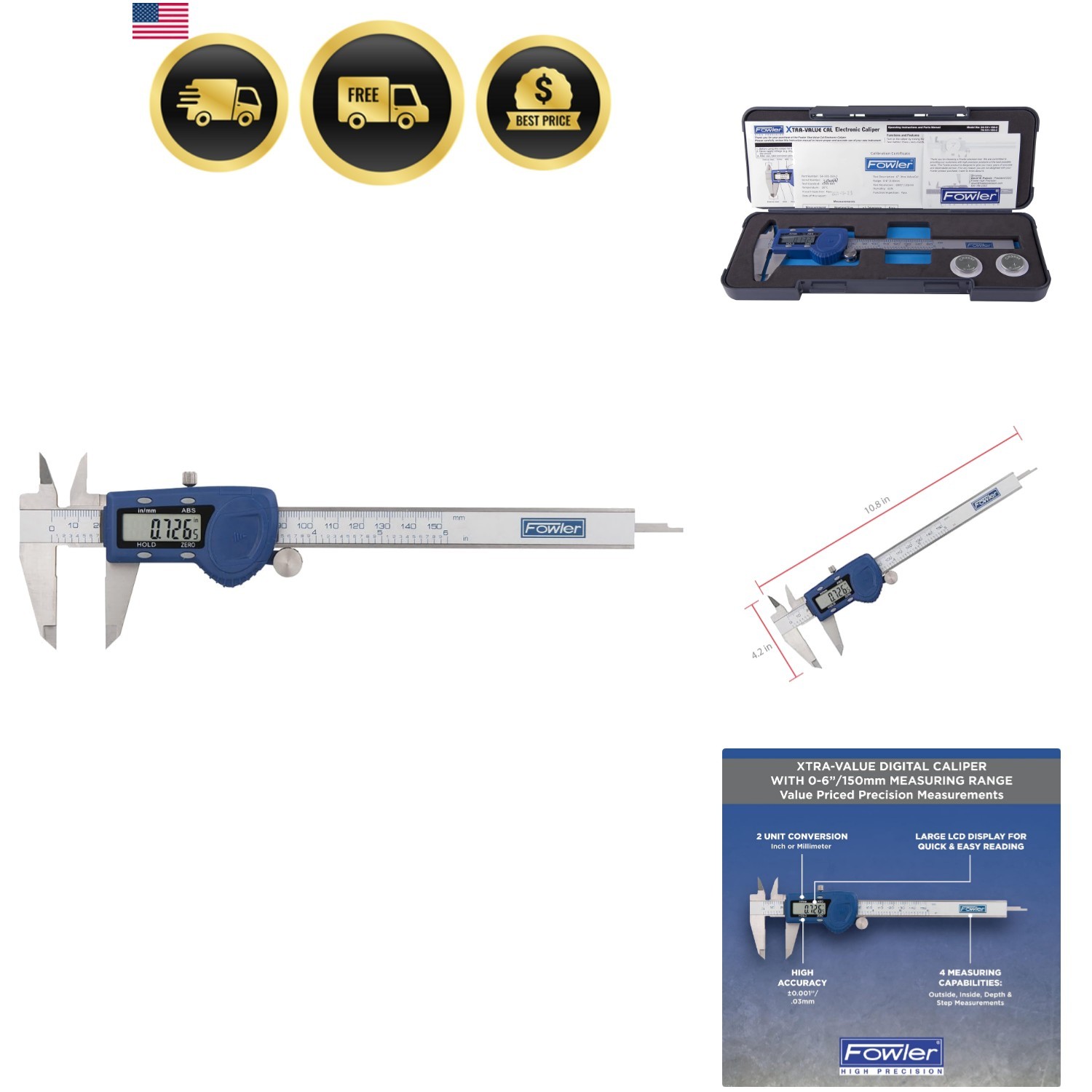 54-101-150-2, Xtra-Value Cal Digital Caliper With 0-6"/150MM Measuring Range,...