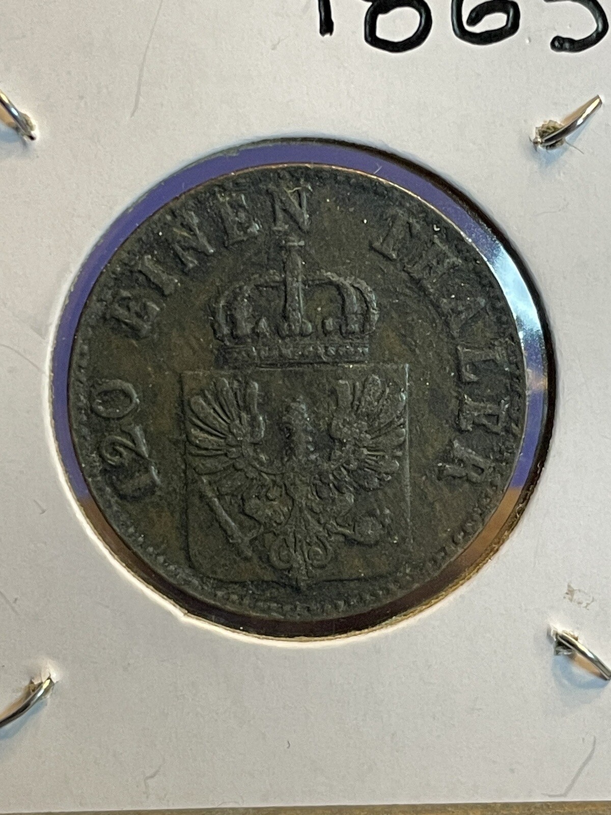 German States Prussia Copper 3 Pfennig 1865, KM 482