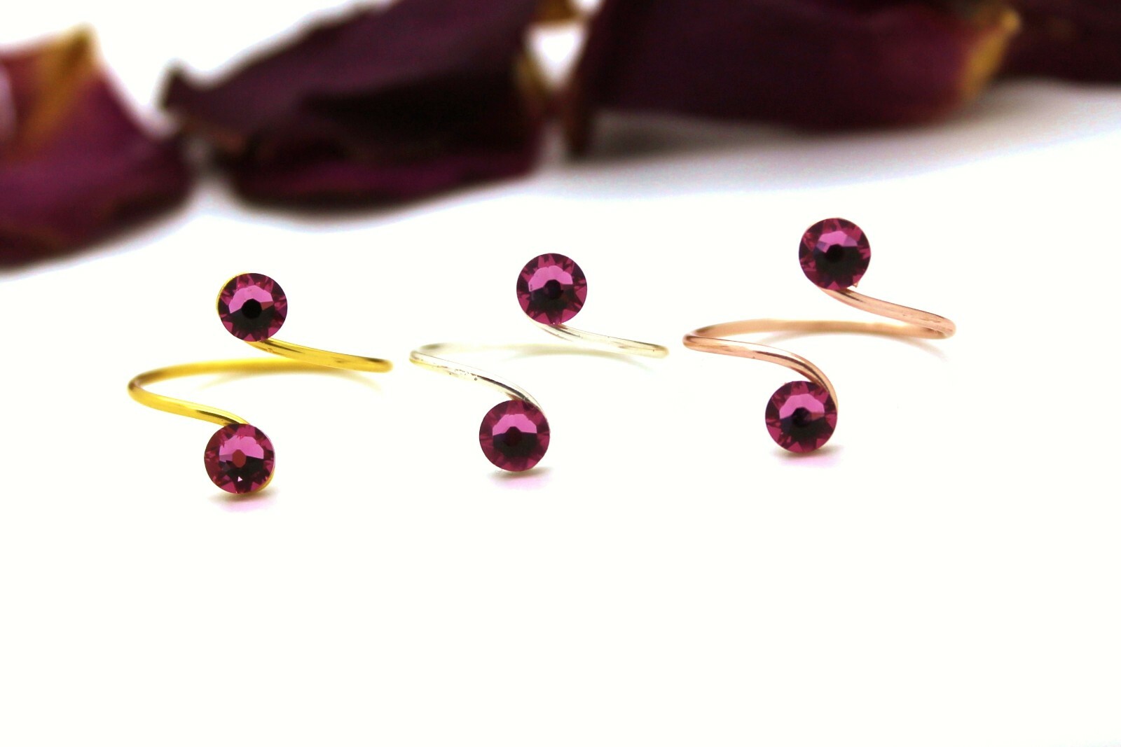 Adjustable Toe Rings Choose Your Finish made with Rose Swarovski Elements