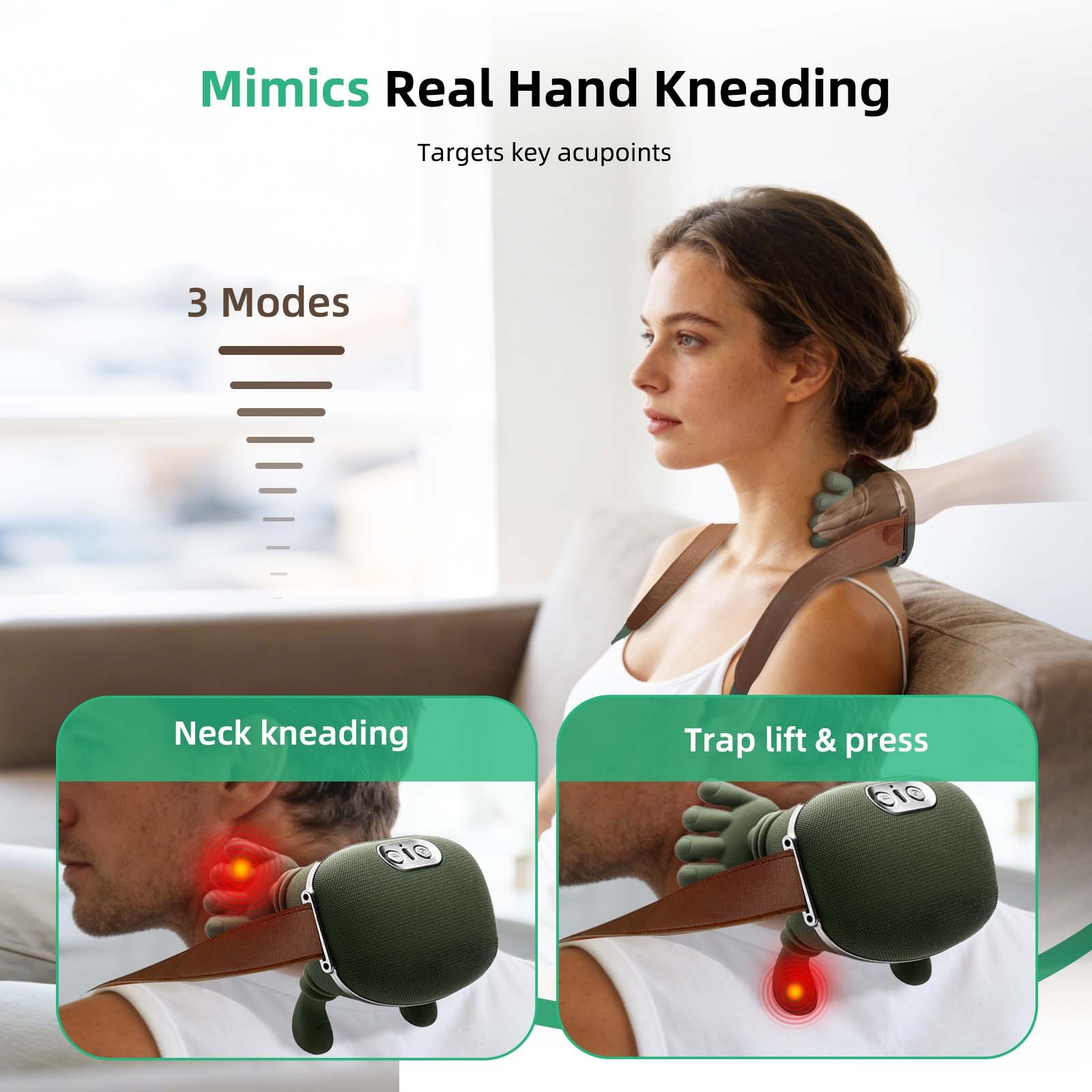 Portable Neck Massager 3-Speed Settings Therapeutic Machine with Heat Function