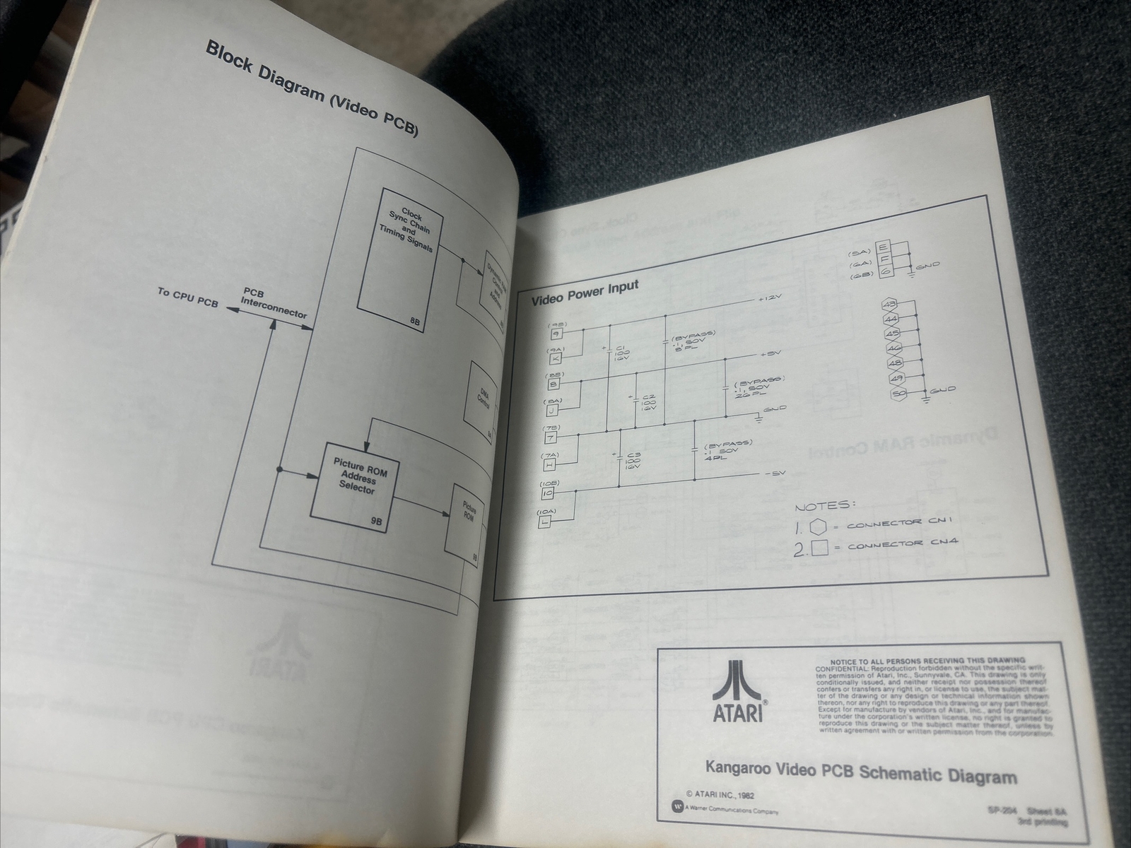 Atari KANGAROO Schematic Package Arcade Video Game Manual - good used original
