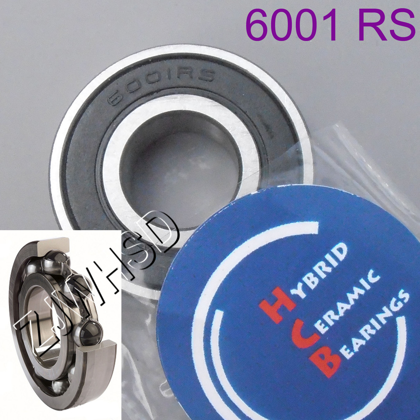 6001 2RS Si3N4 Ceramic Ball Bearing Rubber Sealed fits many Hubs 12 x 28 x 8 mm