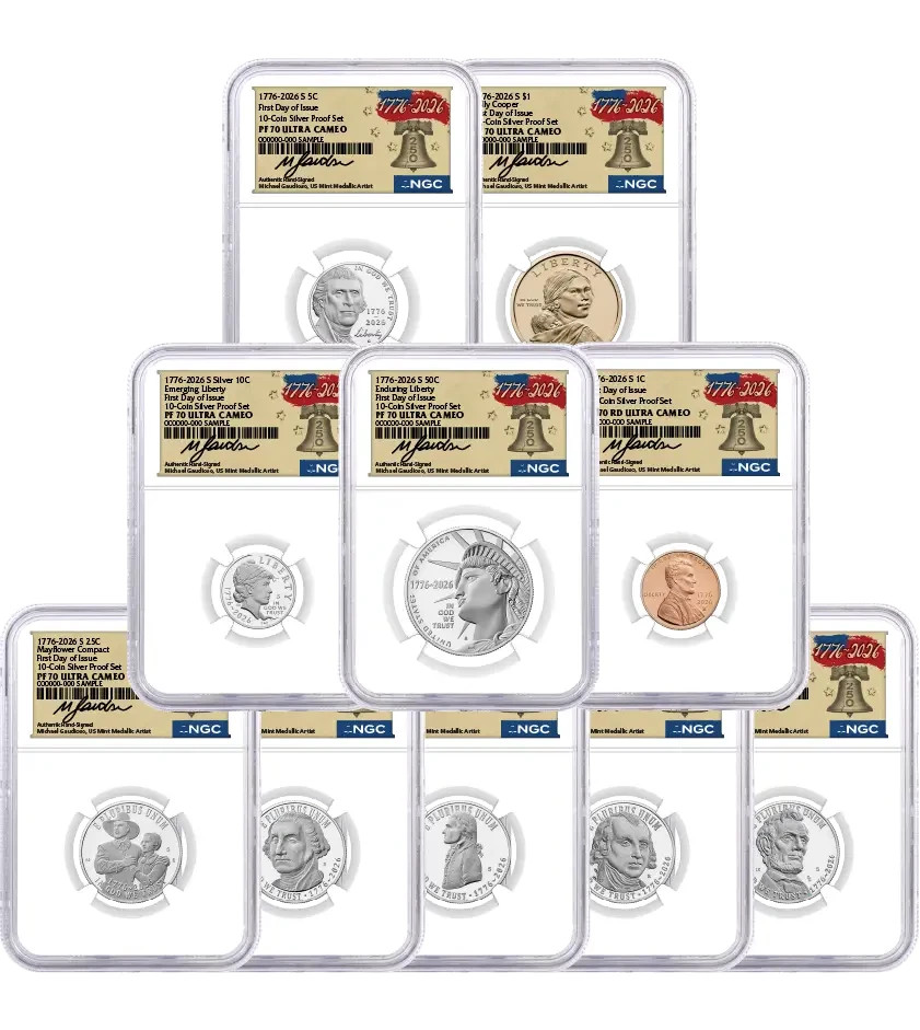 2026 S Silver Proof 10-Coin Set NGC PF70 UCAM First Day of Issue Gaudioso