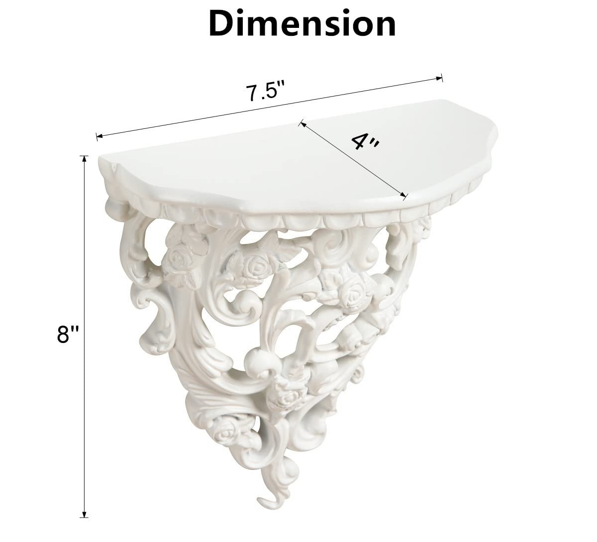 Small Victorian Decorative Floating Shelves, Wall Mounted Decor Shelves, Clas...