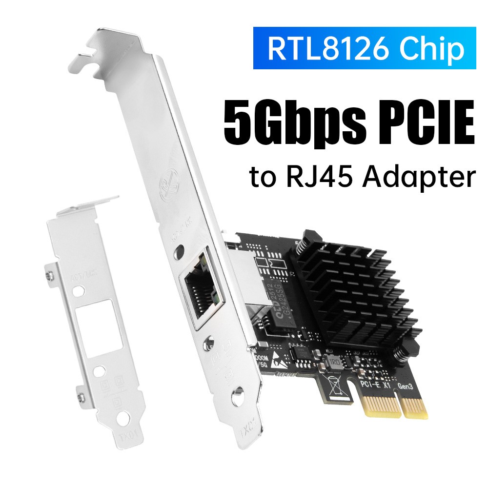 RTL8126 5Gbps PCIe Ethernet Card RJ45 NIC Low Latency for Gaming Desktop PC