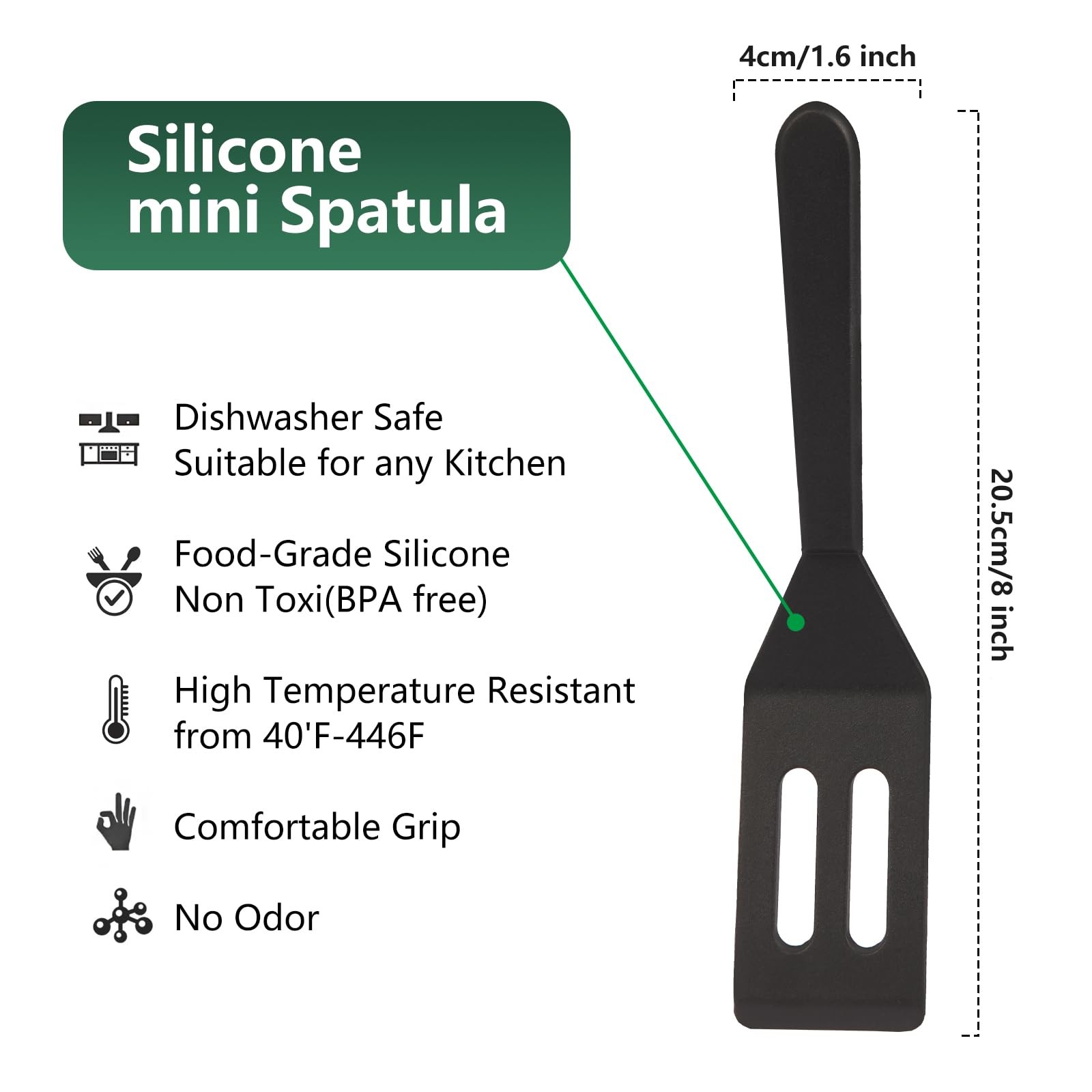 2 Pack Silicone Small Spatula for Non Stick Cookware Kitchen Cooking Baking USA