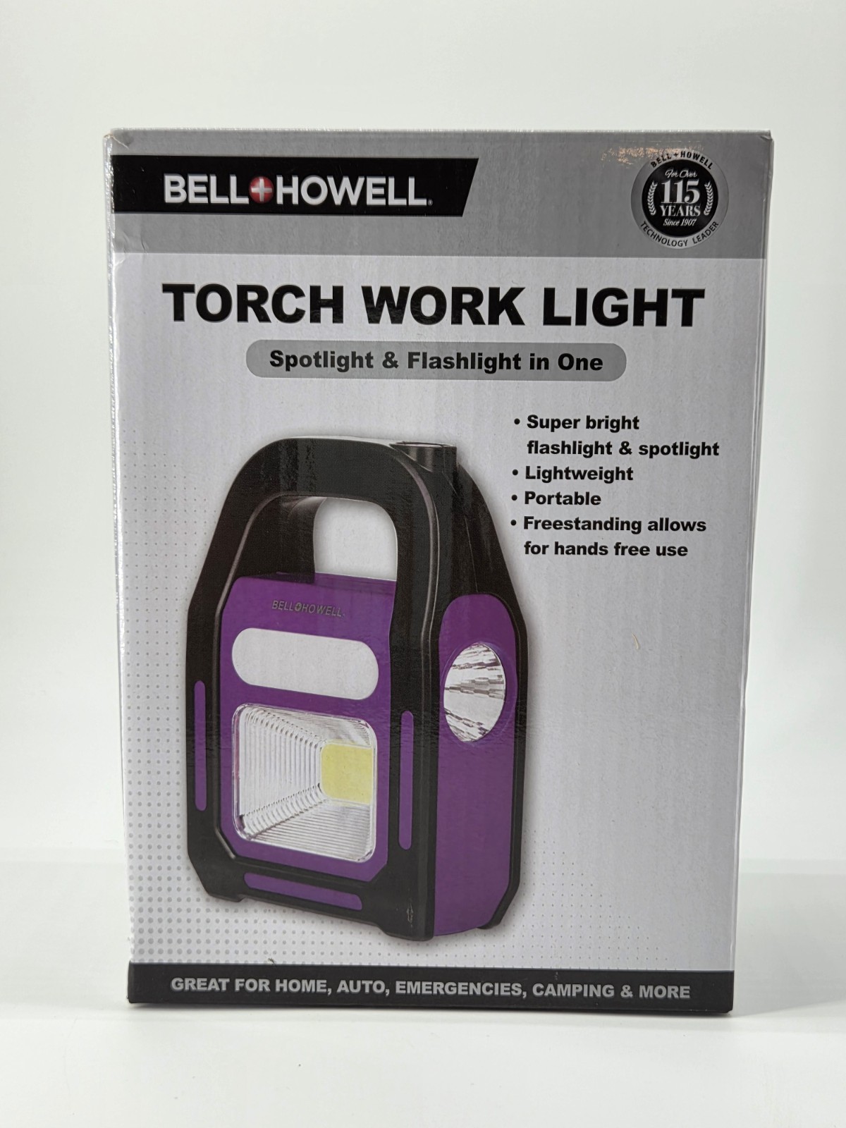 ​Bell Howell Torch Work Light Spotlight Flashlight Purple Portable Camping NIB