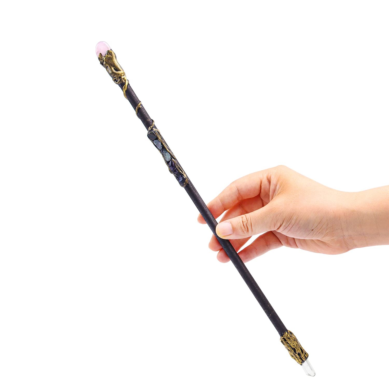 Fine Handcrafted Crystal Magic Wand Pink Approx. 13.5 inches (L), Pink, White