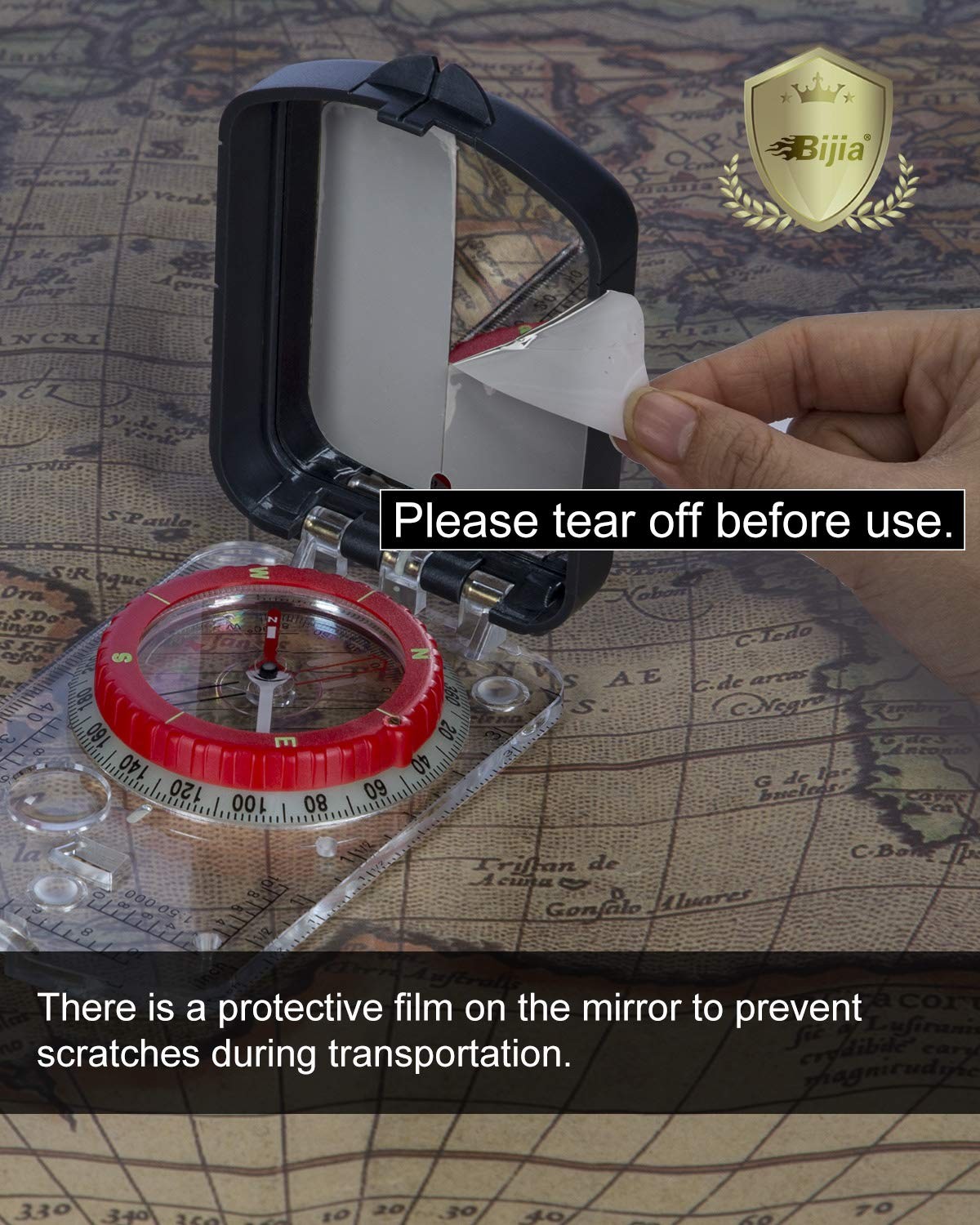 BIJIA Orienteering Map Compass -Sighting Mirror Compass with Adjustable Decli...