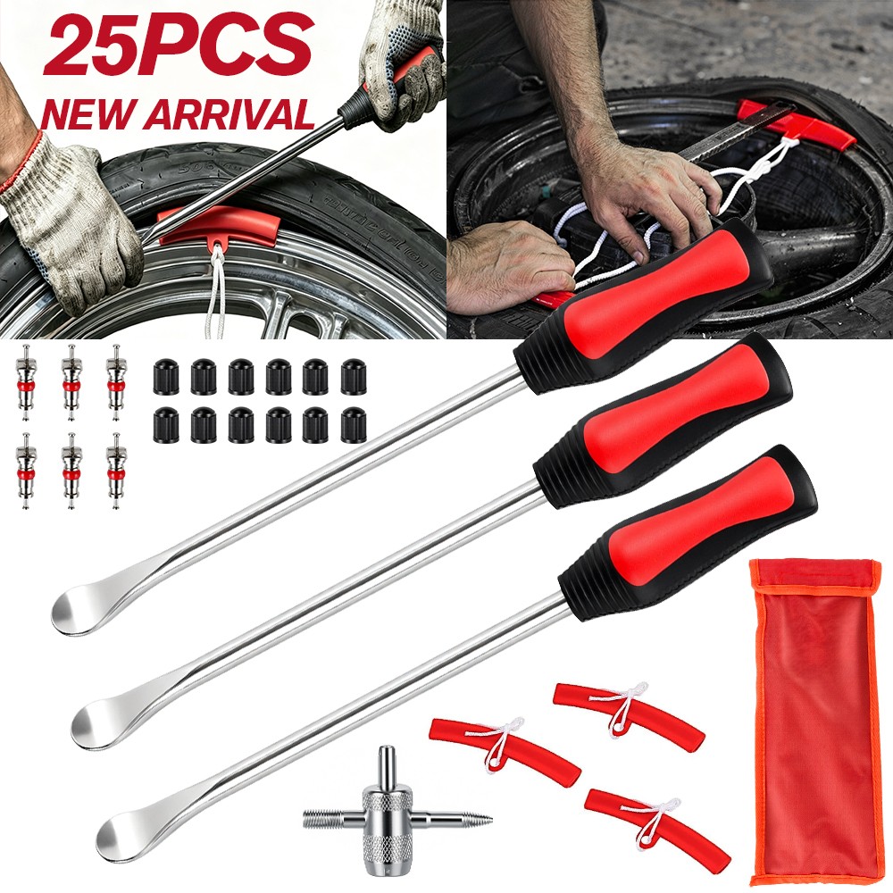 25Pcs Tire Spoons Motorcycle Dirt Bike Tire Changing Tools Iron Set Lawn