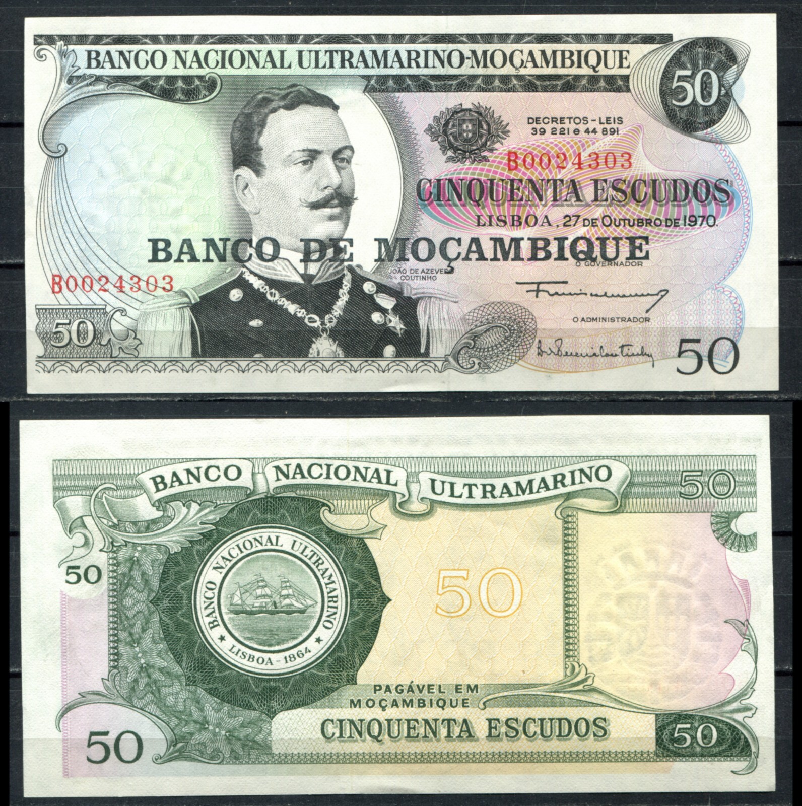 Mozambique 1970  (1976) • P# 110 • 50 escudos • UNC (N-1698)