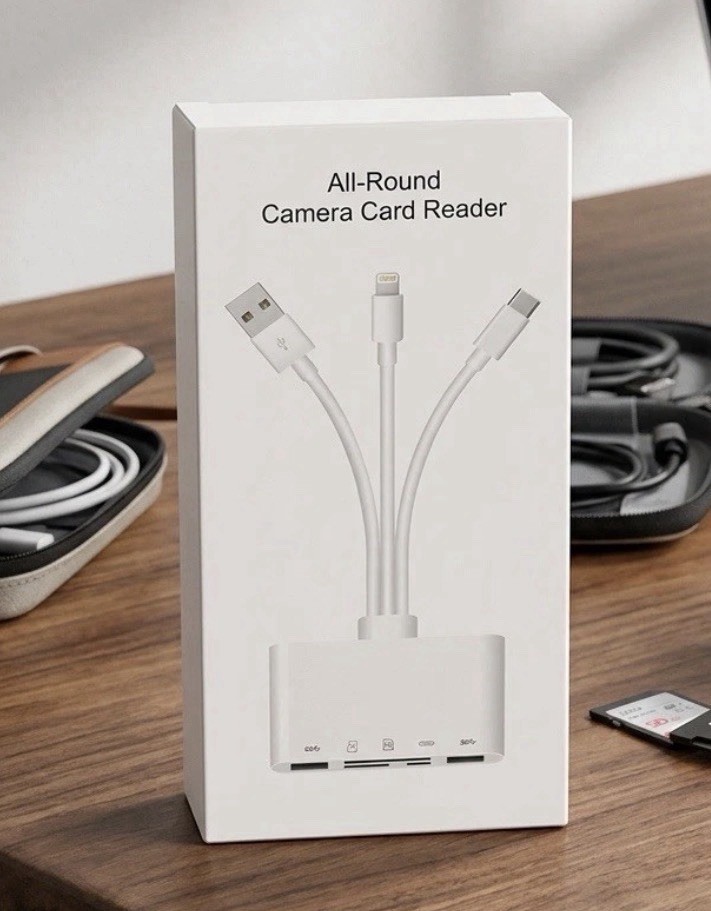 ALL‑ROUND NK‑1032 PRO SD & TF Card Reader – USB‑C + Lightning – New