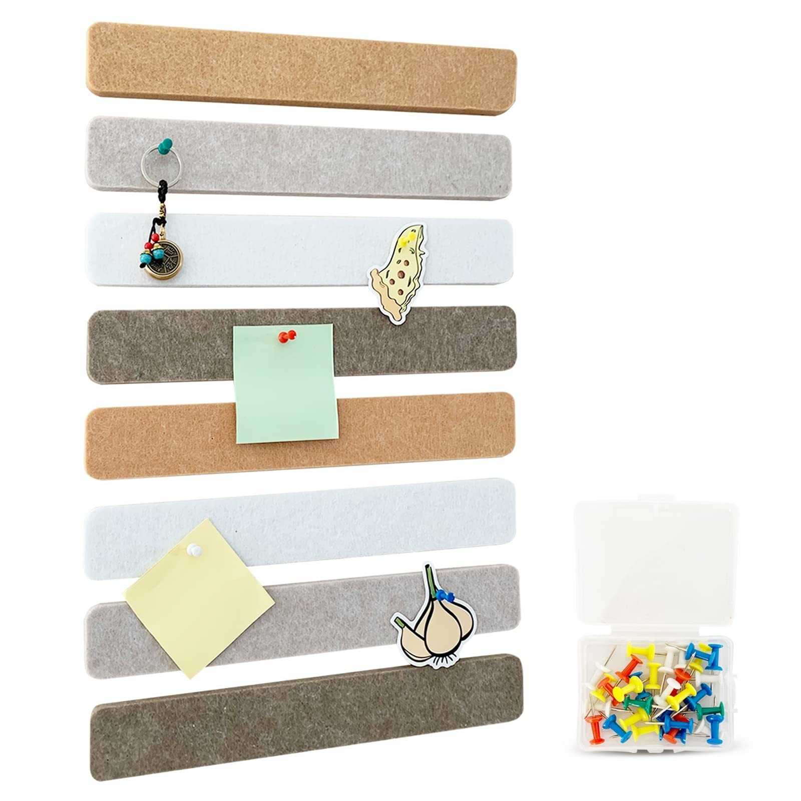 8 Packs Felt Pin Board Bar Strips Bulletin Board，Notice Board Self Adhesi