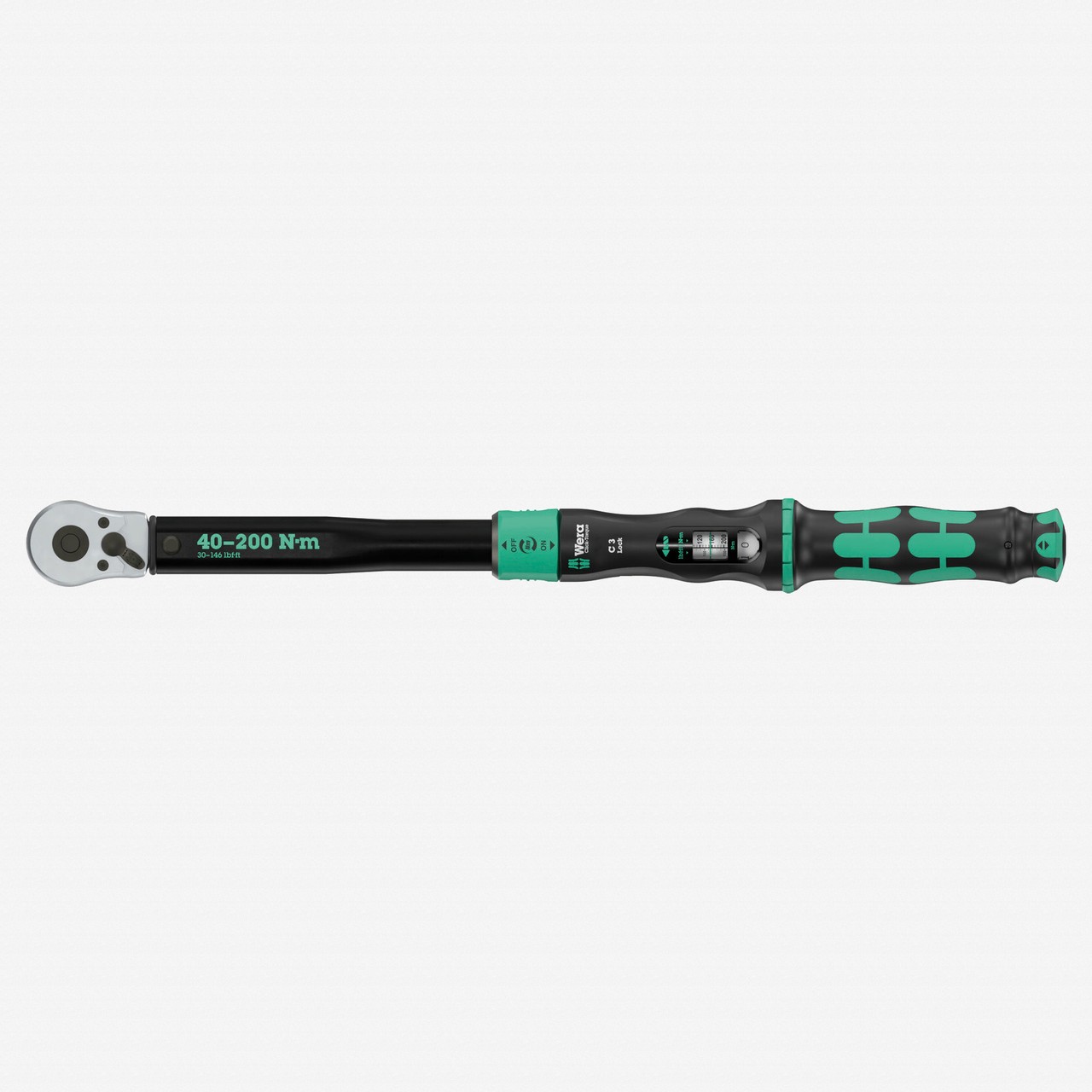 Wera 075692 Click-Torque Lock C 3 Torque Wrench, 1/2" Drive, 40-200 Nm