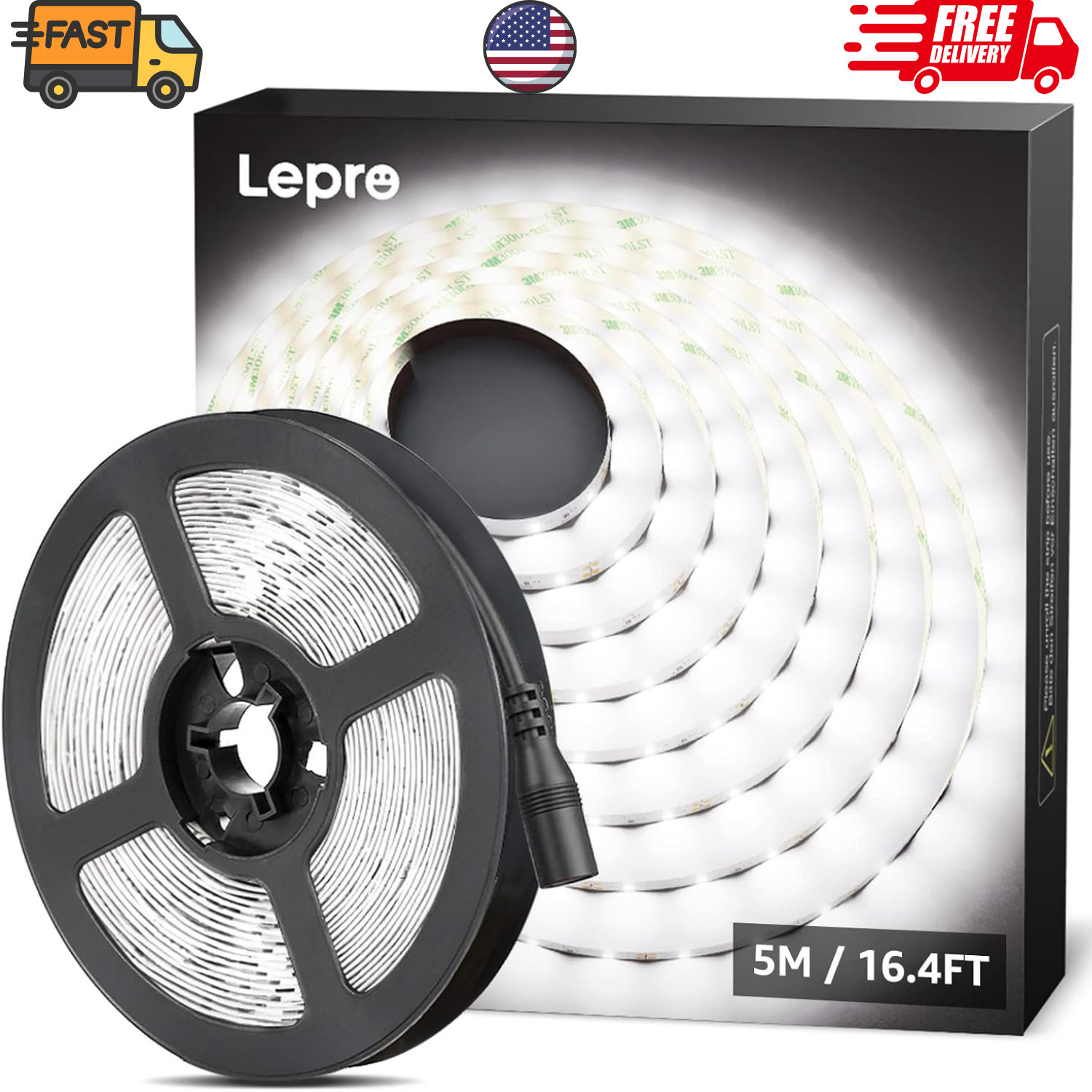 12V Strip Light, SMD 2835, 5 meter Strip Light, Not Waterproof, Daylight White..