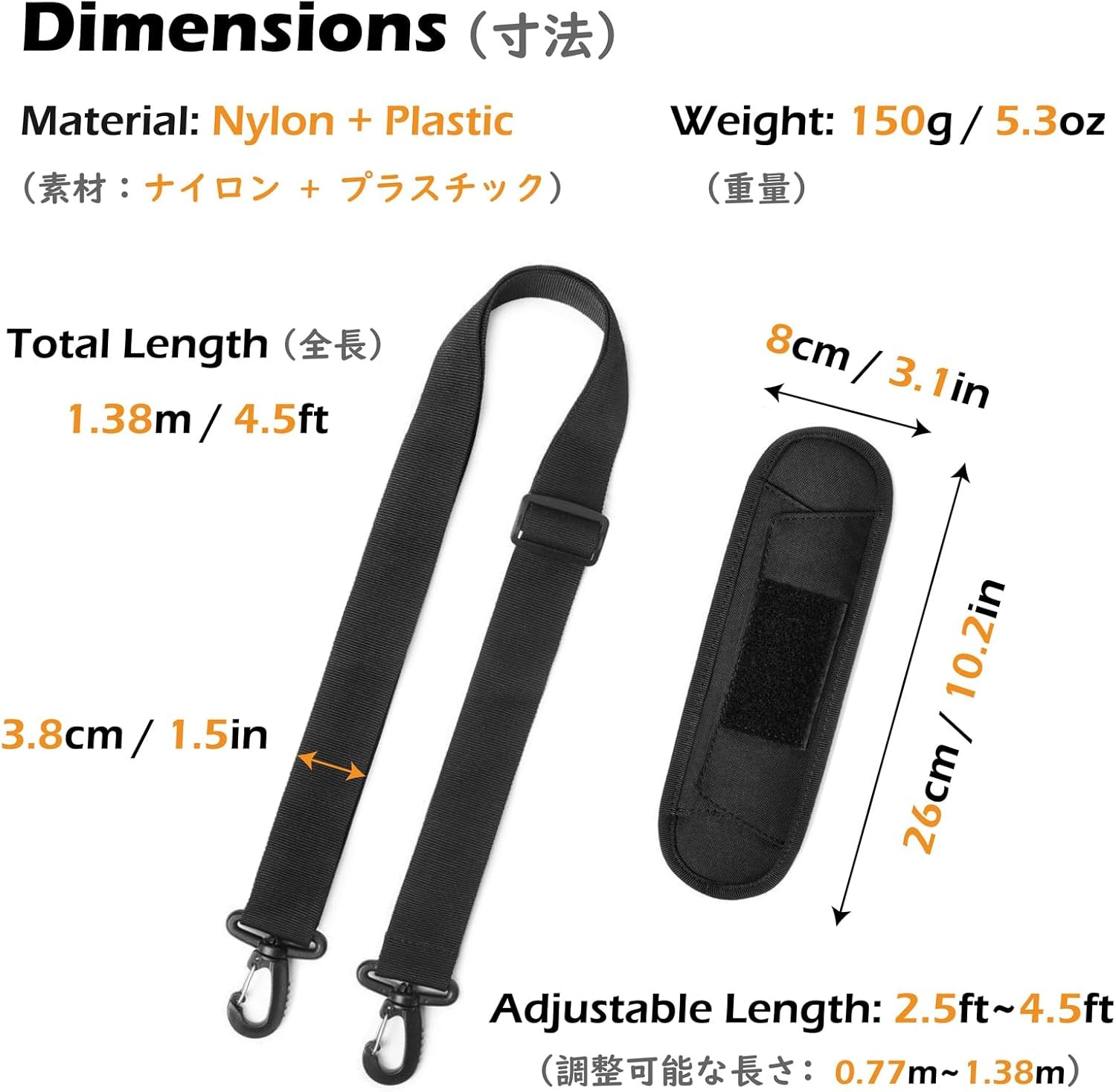 TRIWONDER Bag Shoulder Strap Replacement Adjustable 02# Khaki With Padded