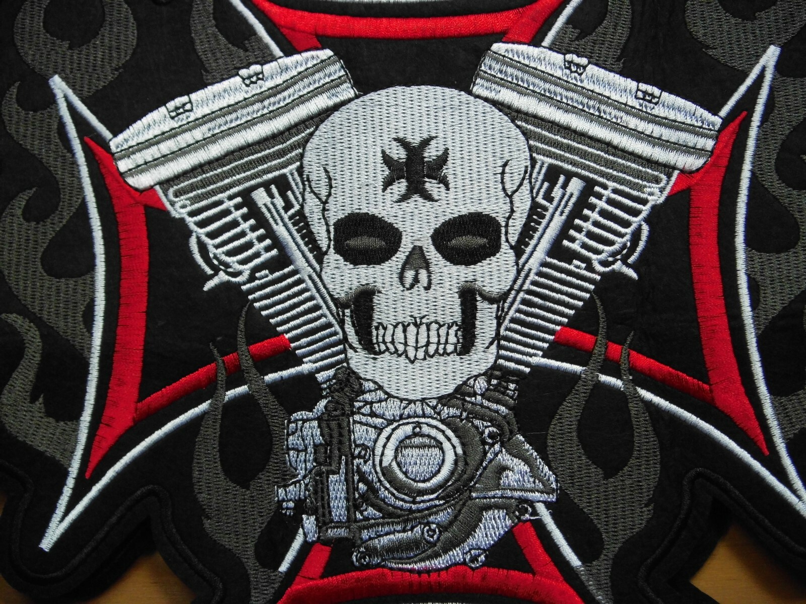 Patch Rückenpatch Aufnäher Biker Kutte - Moto Skull Kreuz - Super Größe & Optik