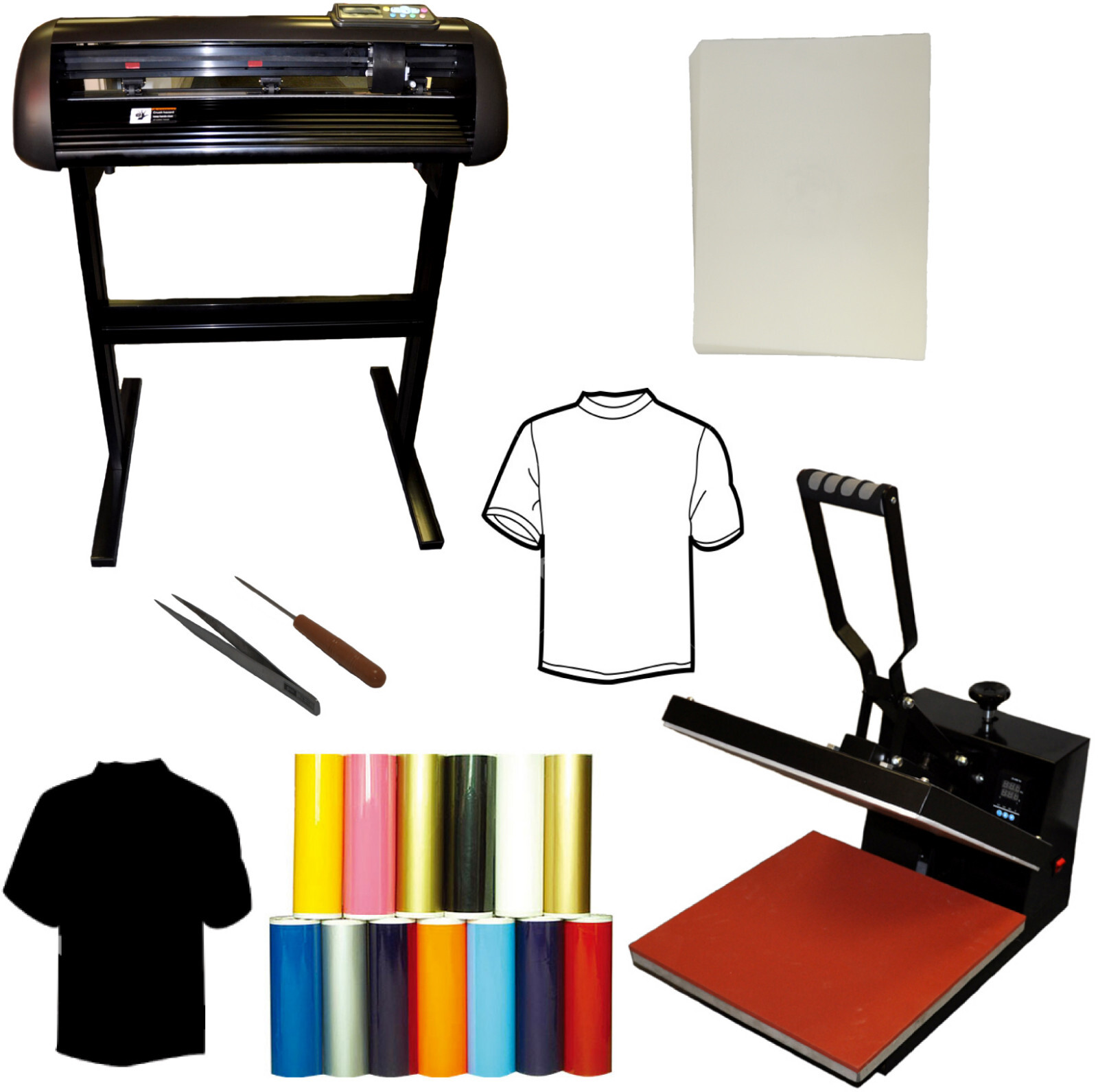 28" 1000g Vinyl Cutter Plotter 15"x15" Heat Press PU Transfer Vinyl Paper Bundle